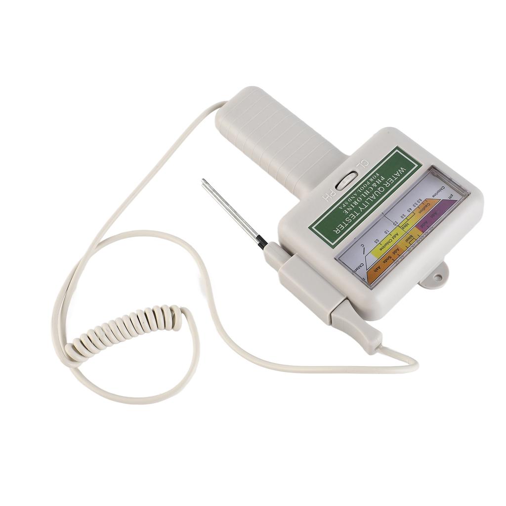 Swimming Pool Water Quality Tester 2 In 1 PH CL2 Detector with Display Screen for Spa Aquarium Hydroponics White