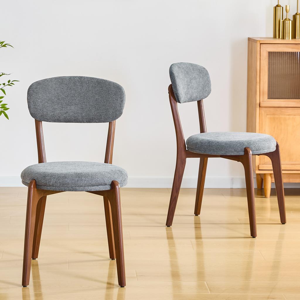 2-Person Dining Chair Set, Made of Linen Fabric, Comfortable and with Seat Cushion, Medieval Modern Style, Ideal for Dining Room and Kitchen.