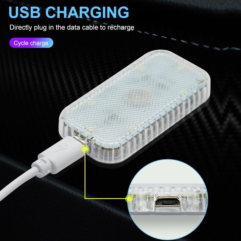 Luz de Toque LED Mini Sem Fio Iluminação Interior do Carro Luz de Leitura de Teto para Porta Pé Porta-Malas Caixa de Armazenamento Carregamento USB
