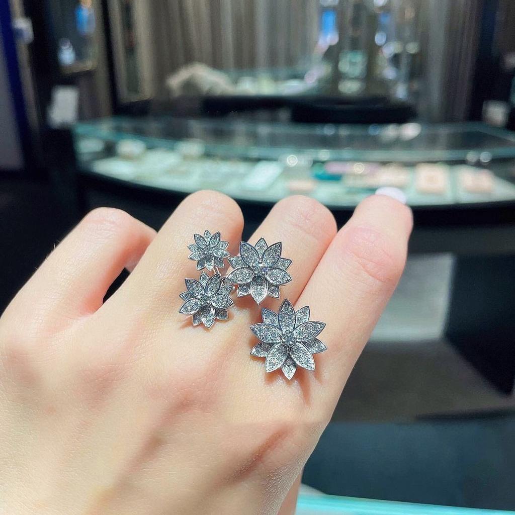 Vintage Hot Brand Women's Ring Luxury Jewelry For Women Designer 925 Silver Flower Ring High Quality Fashion Lady Party Rings