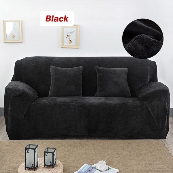 Warm 1-4 Seaters Thick Plush Recliner Sofa Covers Retro Sofa Cover Soft Solid Color Couch Slipcovers