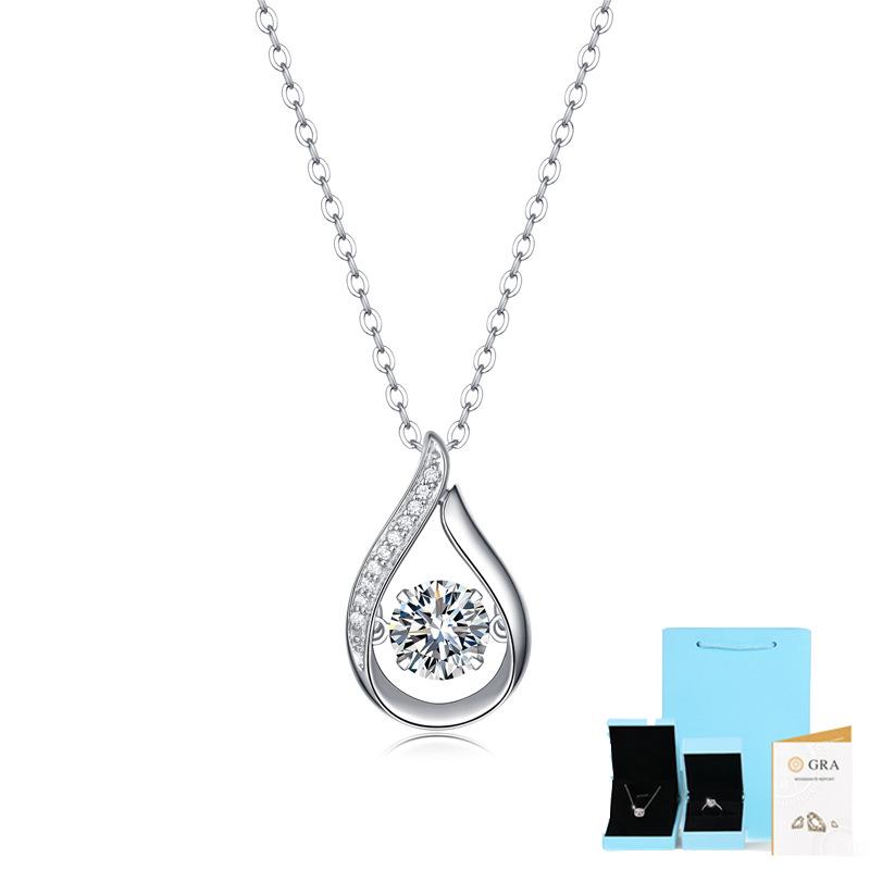 European American Fashion Moissanite Pendant Luxury Silver Choker Necklace for Women