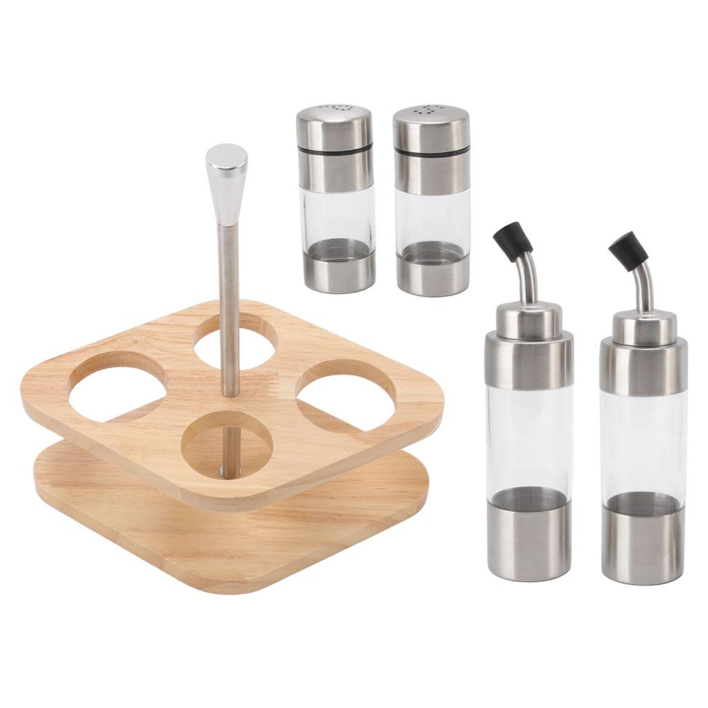 4-Pack 304 Stainless Steel Seasoning Containers Condiment Pots Olive Oil /Salt/Pepper