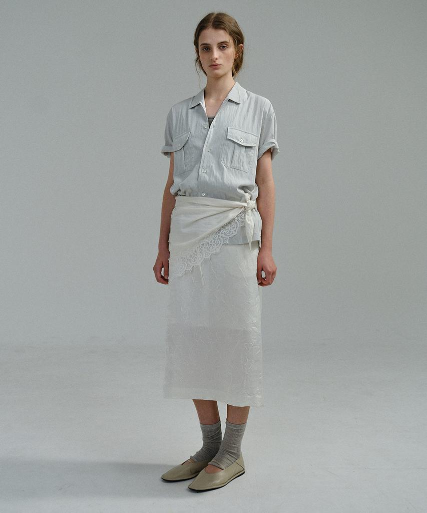 Aubeuawo Putty Satin Skirt (Ivory)