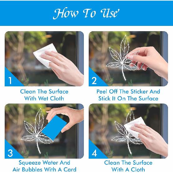 90 PCS Leaf Window Clings - Double Sided White Leaves Stickers - 90 Designs - Reble Window Decals - Static Clings - Bird Alert - Prevent Bird Strikes