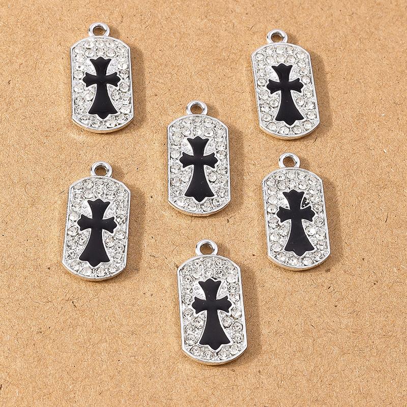 10pcs 24*11mm Crystal Rhinestone Cross Charms Pendants for Necklace Earrings DIY Handmade Jewelry Making Accessories