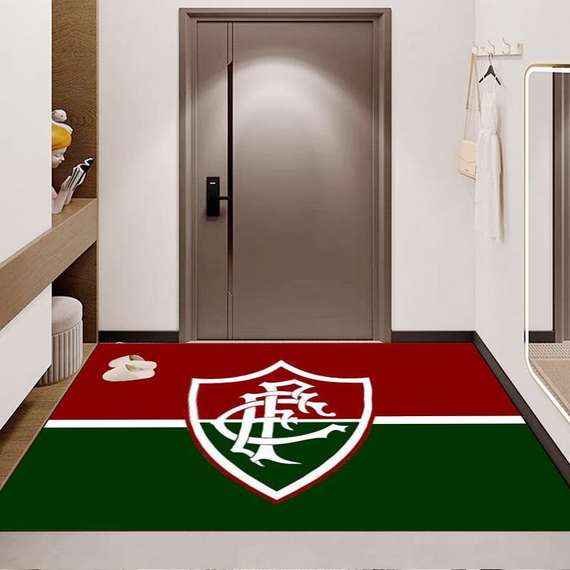 Fluminense FC Club Crest Red Green Split Background Print Area Rug Brazilian Soccer Fan Non Slip Rectangular Floor Mat Gaming Room Home Decor Rug