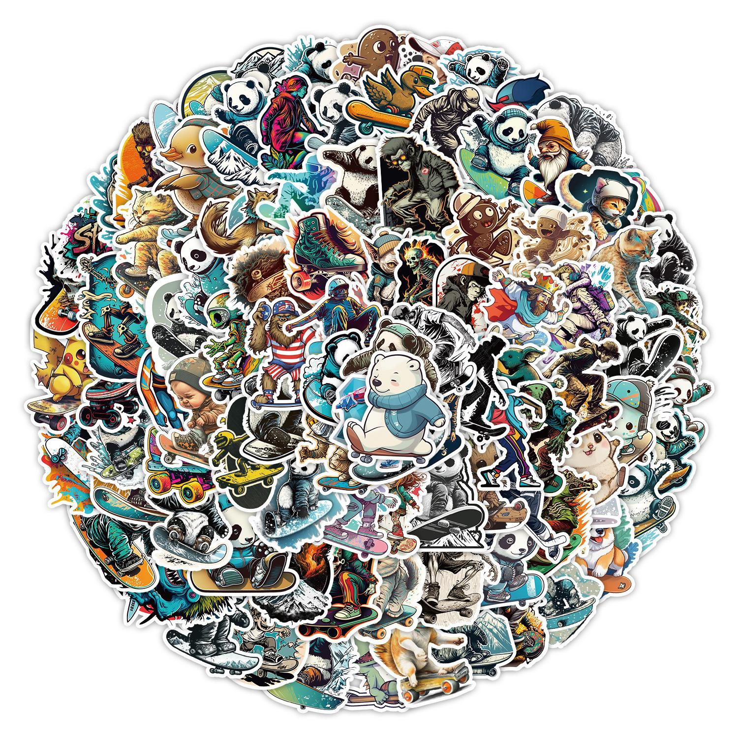 

100 Cute Wind Skateboard Stickers Mobile Phone Water Cup Waterproof Decorative Stickers Children s Hand Account Stickers