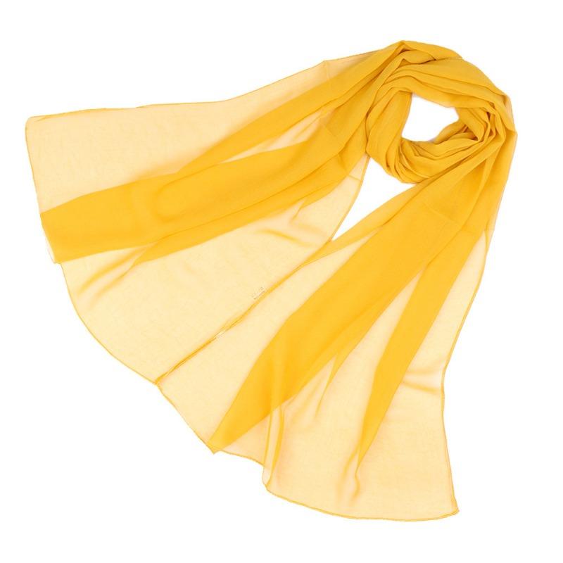 Spring and summer solid color yarn vertical soft georgette long chiffon scarf female body performance silk scarf