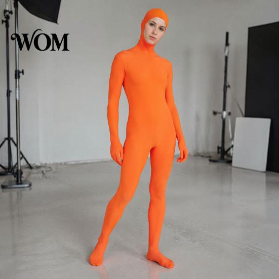 Lightweight Performance Jumpsuit Full Body Zentai Suit for Men Women, Open Face Halloween Cosplay Stretchy Outfit Bodysuit, Adults Spandex Unitard