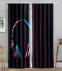 Earphone Music Red Heart Pink WaveBlackout Window Curtain for Living Room Bedroom Bathroom Kicthen Door Cupboard Decor Hooks