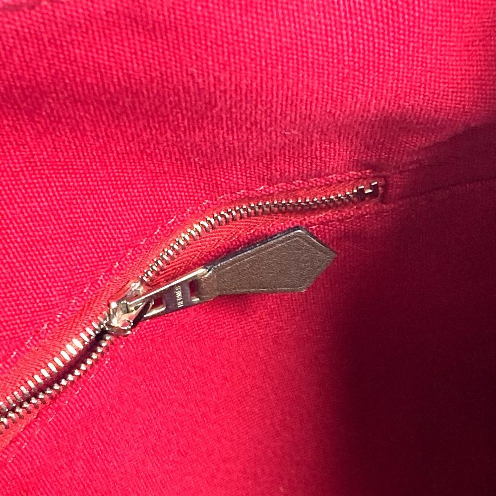 HERMES Toroca Horizontal MM Bag Tote Bag Shoulder Bag Canvas Red/Black