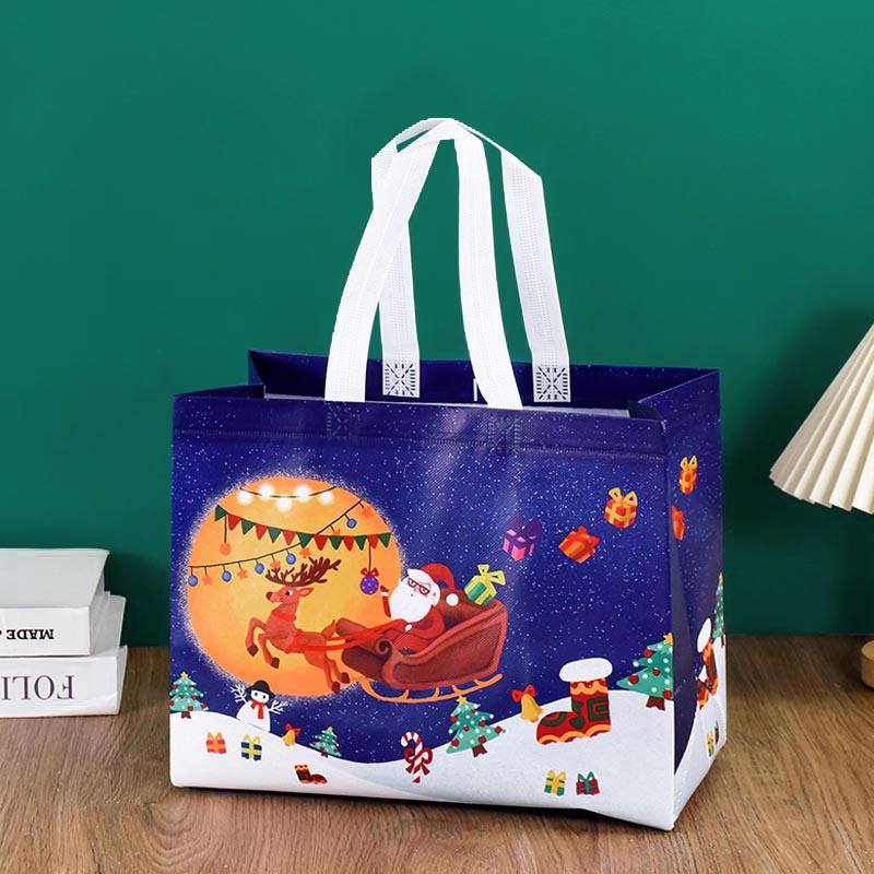 1pc Merry Christmas Gifts Bags Santa Elk Non-woven Candy Gift Packaging Tote Bag Xmas New Year Party Decor Noel Shopping Pouch