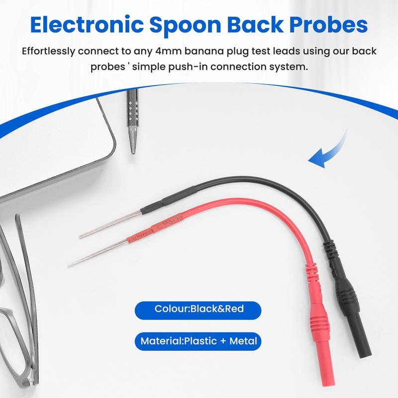 AA58 2 PCS Flexible Spoon Back Probes, Back Probe Pins Automotive Compatible with 4mm Banana Plug Test Leads