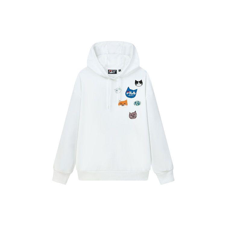 

FILA X Pepe Shimada Cartoon Patch Print Loose Hoodie Women hoodies White F11W133297F-WT XS