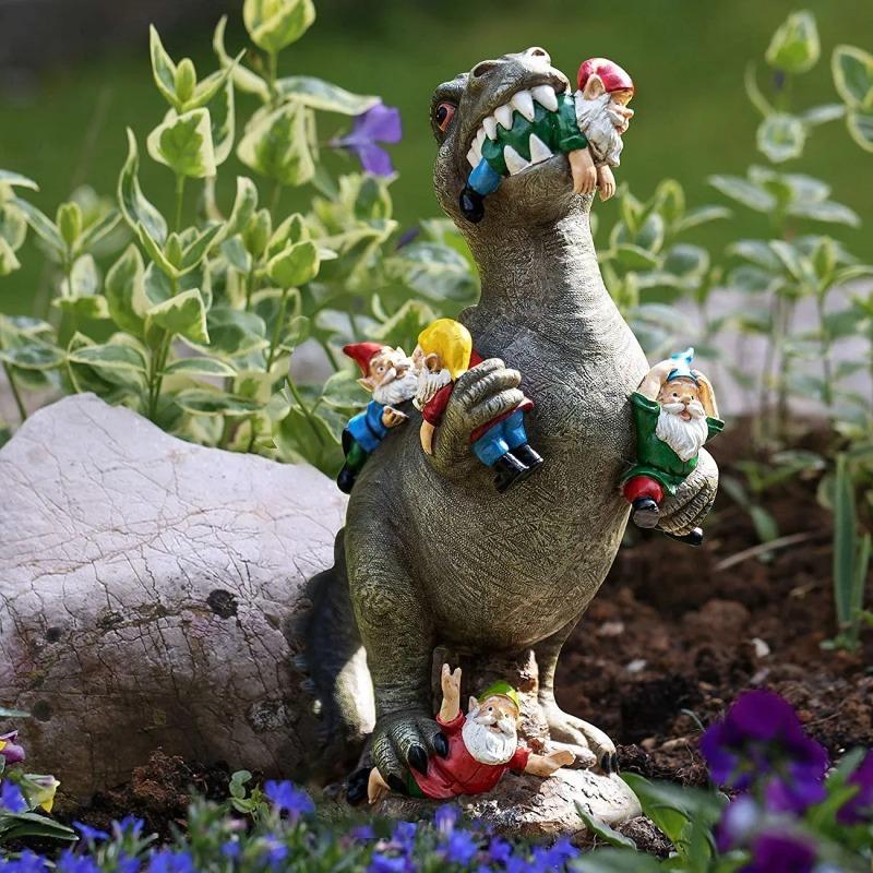 Garden Dwarf Statue Courtyard Decoration Outdoor Garden Decoration Dinosaur Dwarf Ornament Courtyard Lawn Decoration Female Gardening Gifts