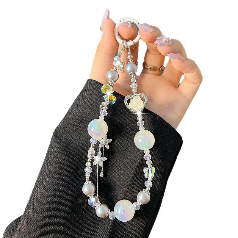 Nouveau Cœur Rose Cristal Chaîne de Téléphone Pendentif Coque de Téléphone Porte-clés Ornement Dragonne Cordon de Téléphone Accessoire