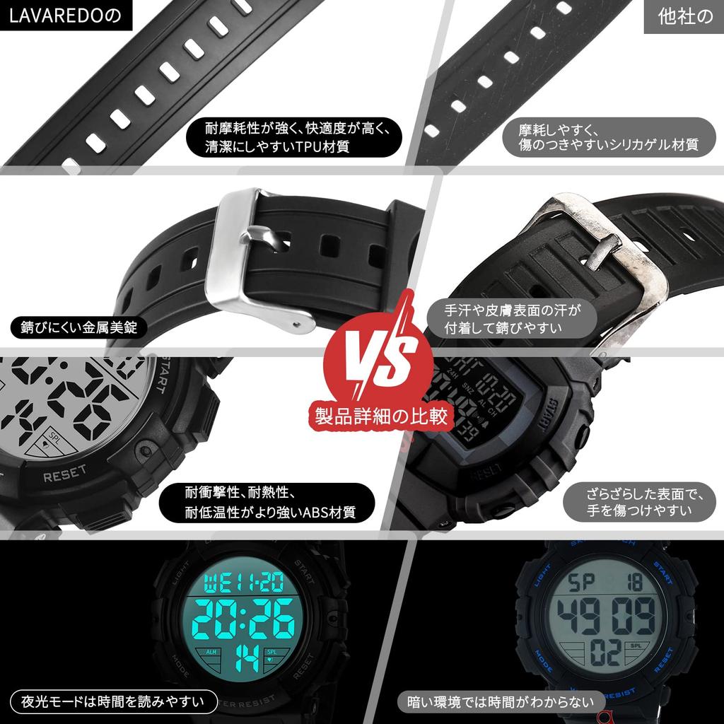 Men's Digital Watch, 50m Water Resistant, Date Display, Day of the Week Display, Alarm, LED Display, Multi-Function, Waterproof, Sports Watch,