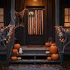 Ribbon Design Halloween Hanging Banner Pumpkin Print Wall Hanging Banner  Yard Decoration
