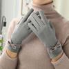 1 Pair Soft Gloves Anti-static Full Finger Cover Elegant Bow-know Plus Velvet Inside Gloves for Lady Winter