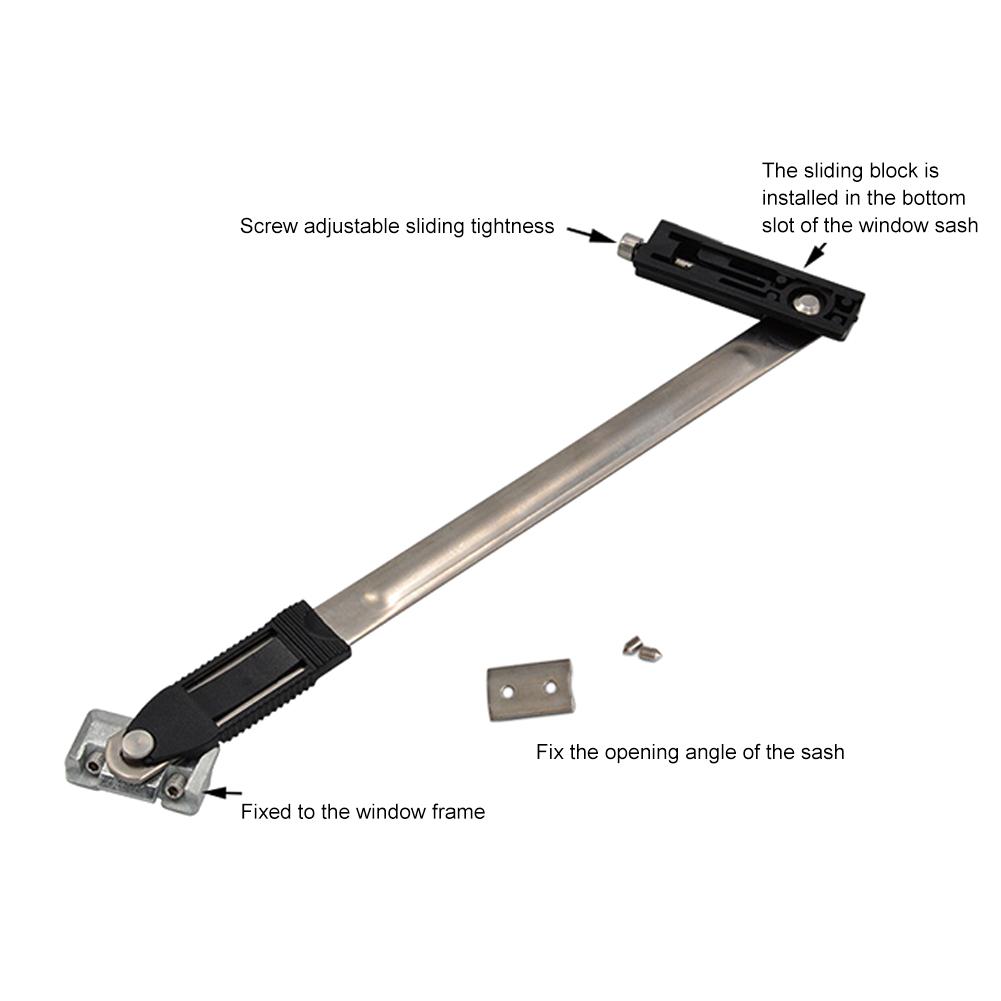 Inside Adjustable Stainless Steel Aluminum Window Sliding Wind Bracing Limiter Two-Link Angle Controller Window Wind Support