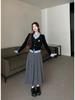 Women's Korean Academy Style Faux Two-Piece Colorblock Polo Shirt - Autumn 2025 New Arrival
