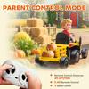 12V Ride on Tractor and Trailer with Remote Control, Music, Shifter, Start-Up Sound, for Kids Ages 3-8 Years, Yellow