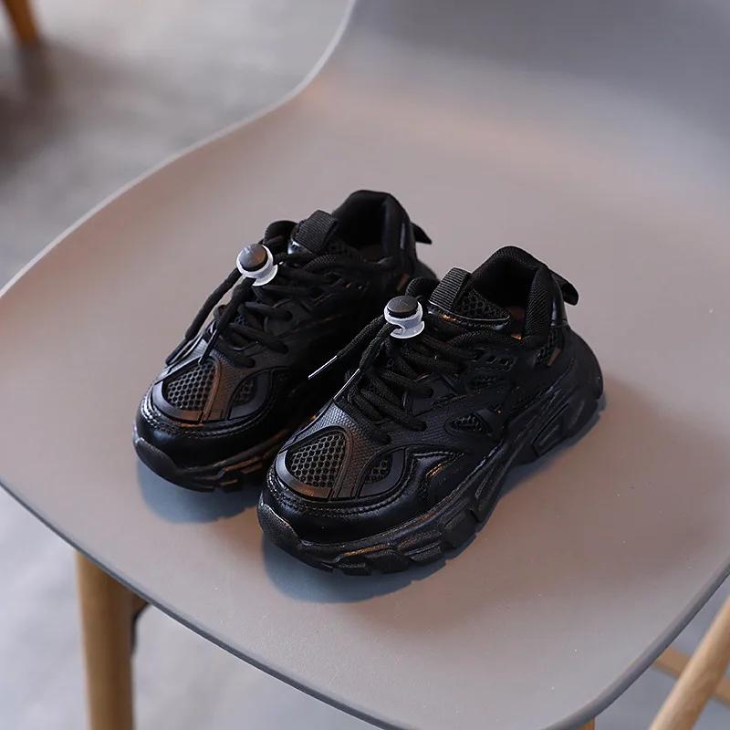 

White Chunky Sneakers Children Platform Sport Shoes Girls Height Increase Shoes Boys Black Khaki Wedge Heels Sneaker F06174 22 чёрный