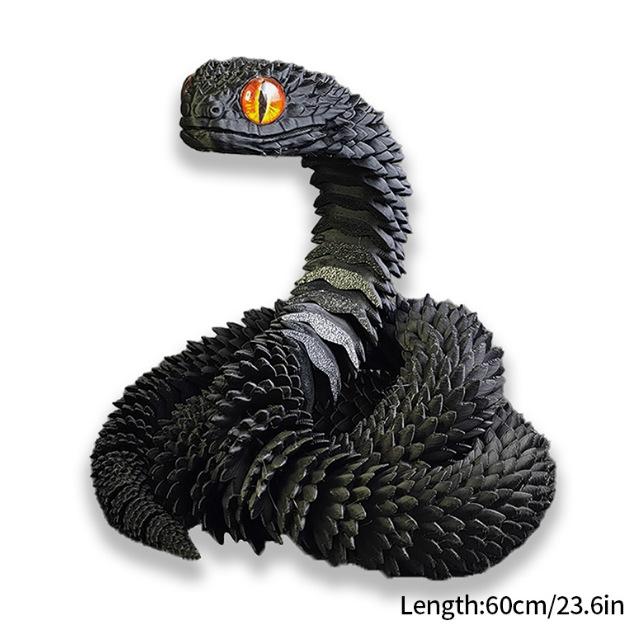 

3D Printed Animals Snake,Surprise Mystery Fidget Anaconda Toy, Fake Python Statue with Realistic Eyes,for Home Office Decoration 30cm чёрный