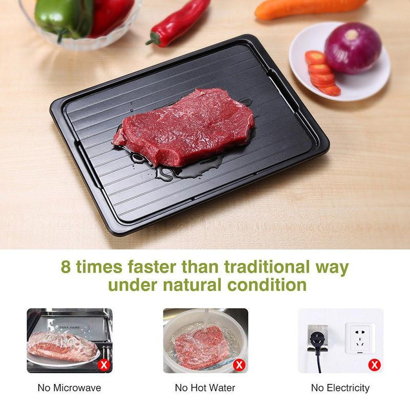 Household Fast Defrosting Tray Aluminum Food Thawing Plate Board Kitchen Frozen Meat Defrost Tool
