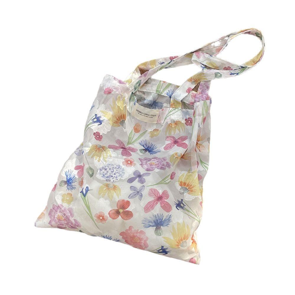 Klein frisch und sanft Wind Fee Chiffon Canvas Tasche Tulpe Damen Schulter Weste Tasche große Kapazität tragbar