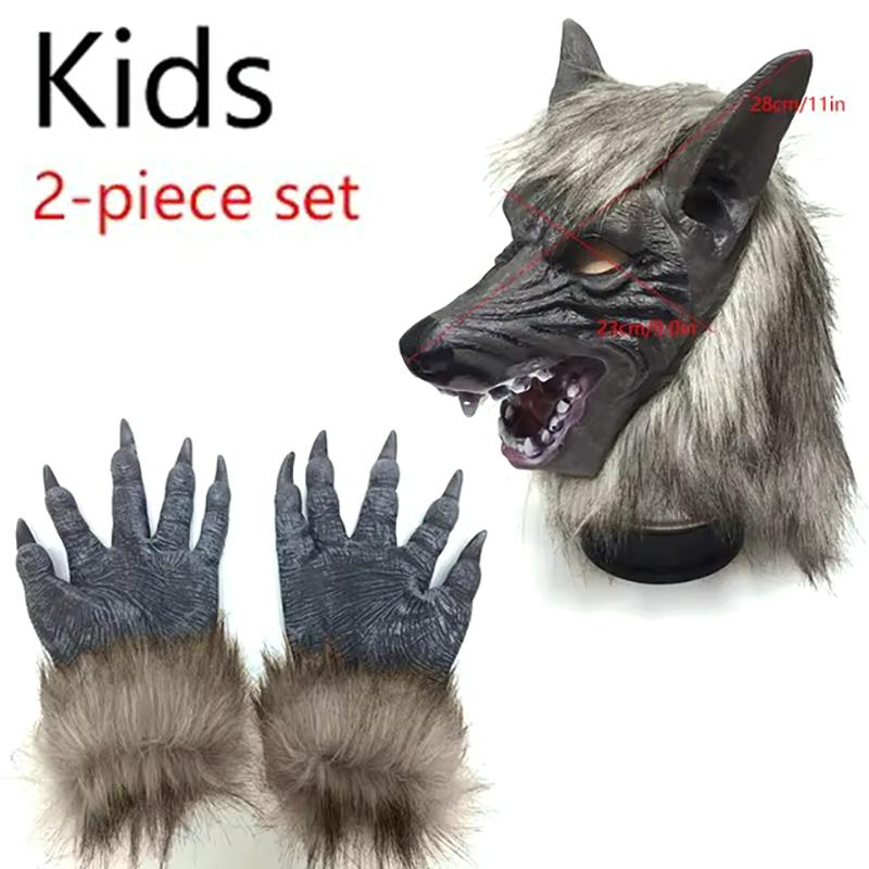 

Хэллоуин Латексная Резиновая Маска Волка с Волосами Перчатки Вервольфа Костюм Вечеринка Страшный Декор Маскарадный Реквизит