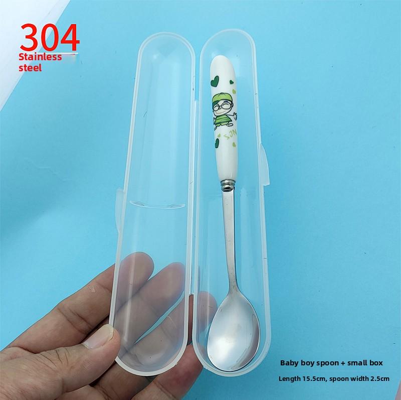 Newborn Baby Cerc Spoon Feeding Utensils 304 Stainl Steel Baby Food Puree Water Milk Poer Small round Spoon Cutlery