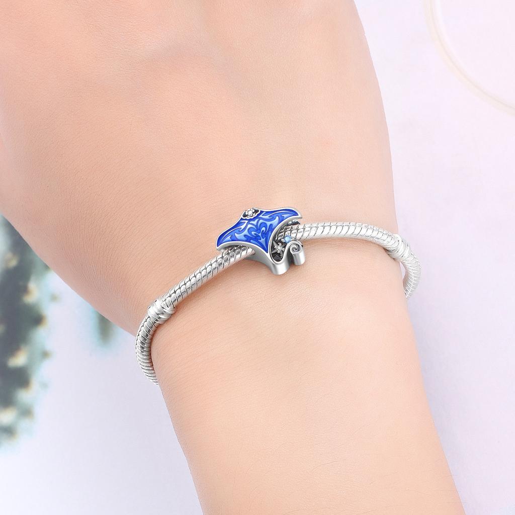 PANPOKI Copper Metal Devil Fish Marine Creatures Bead Components Authentic Original Pendant Bead Components Bracelet High Quality Fine Jewelry Charm