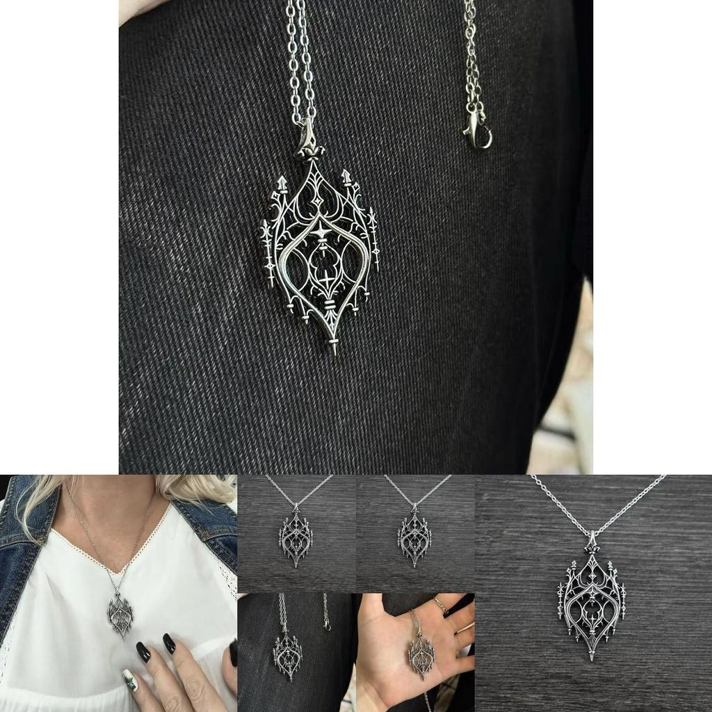 Vintage Punk Castle Pendant Necklace Alloy Drop Shape With Link Chain For Festival Gift