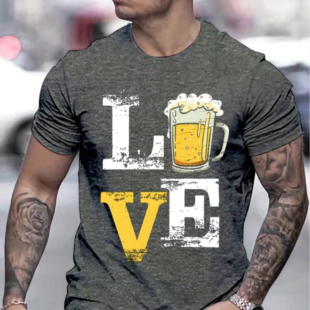 Funny Beer Love Celebration Graphic T-shirt Man Beer Lover Gifts Trendy Tees Funny Vintage Beers Graphic T Shirts Men Casual Top