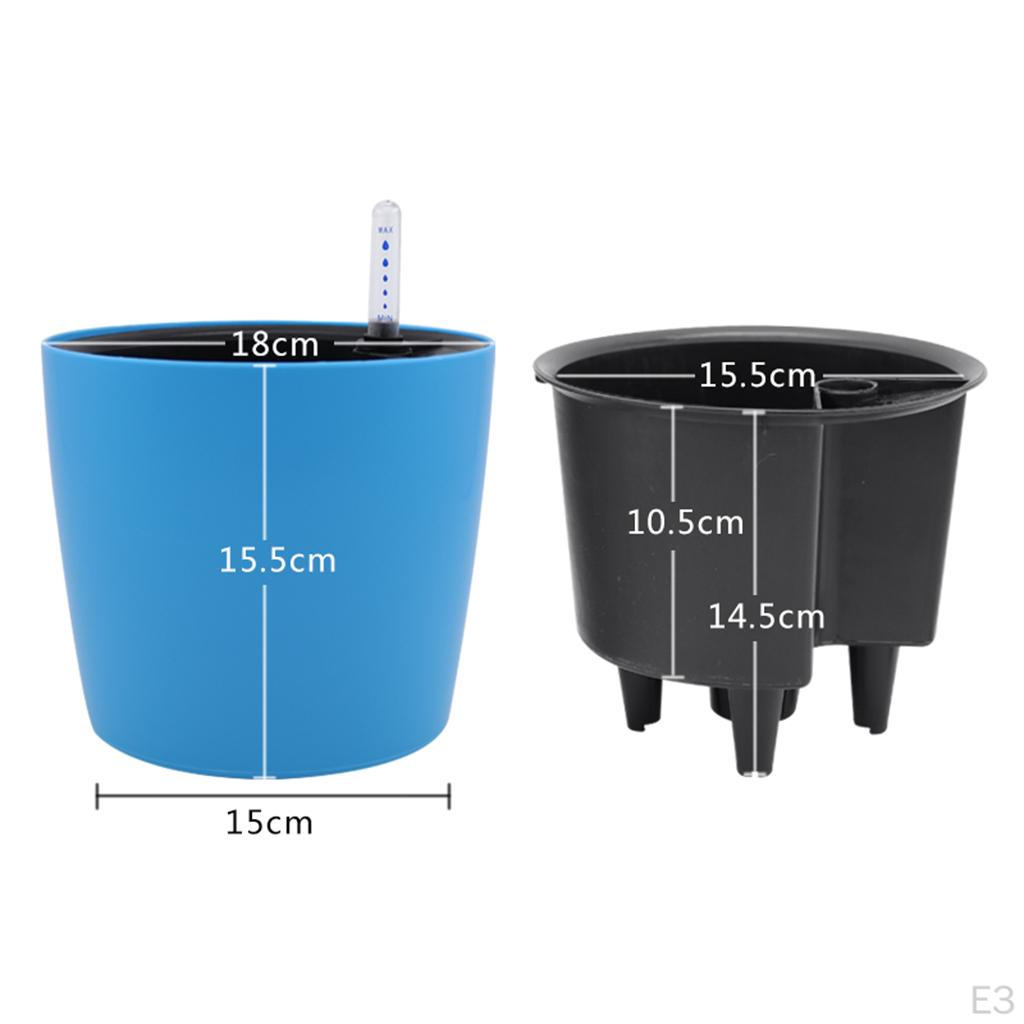 Round Self-watering Planter with Water Level Indicator garden and home desk Decor