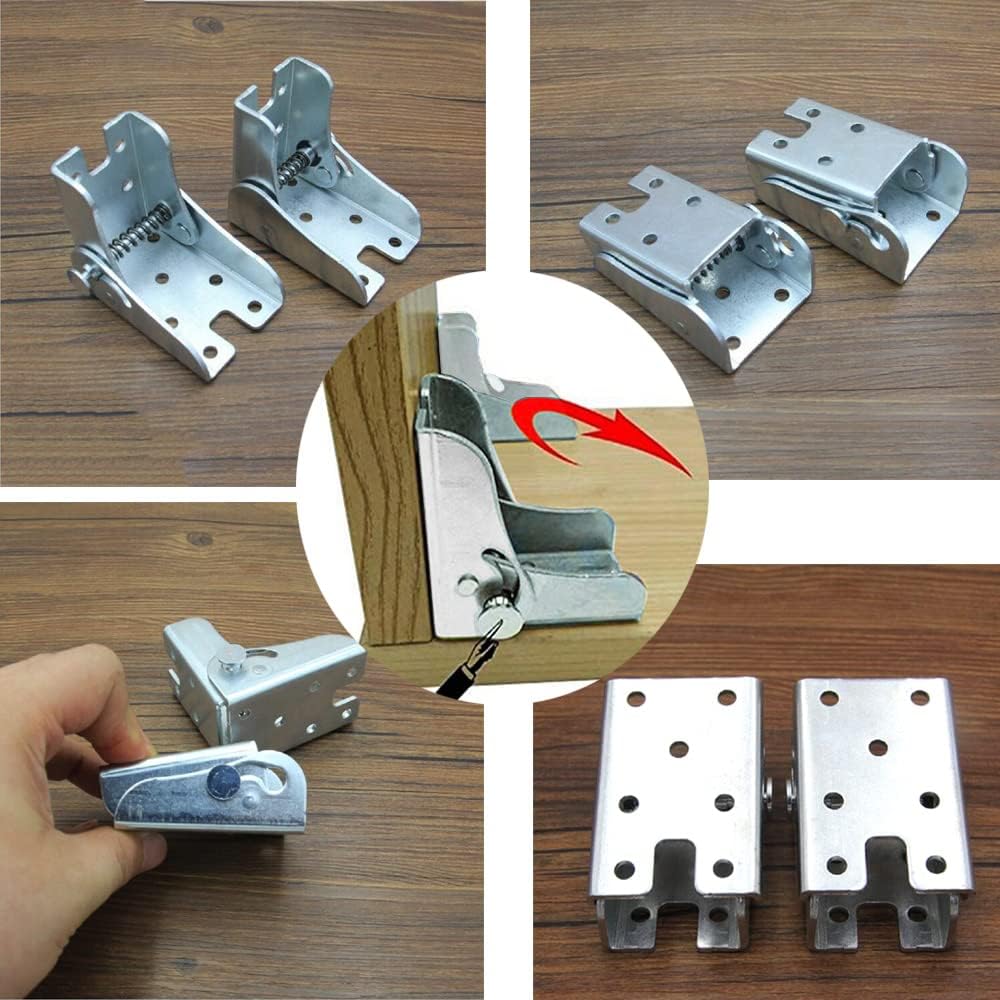 Folding Bracket Self Locking Hinge Table Leg Hinge Leg Fittings and Angle Braces for Folding Table Leg Folding Leg Brackets for Tables (4 Pair)