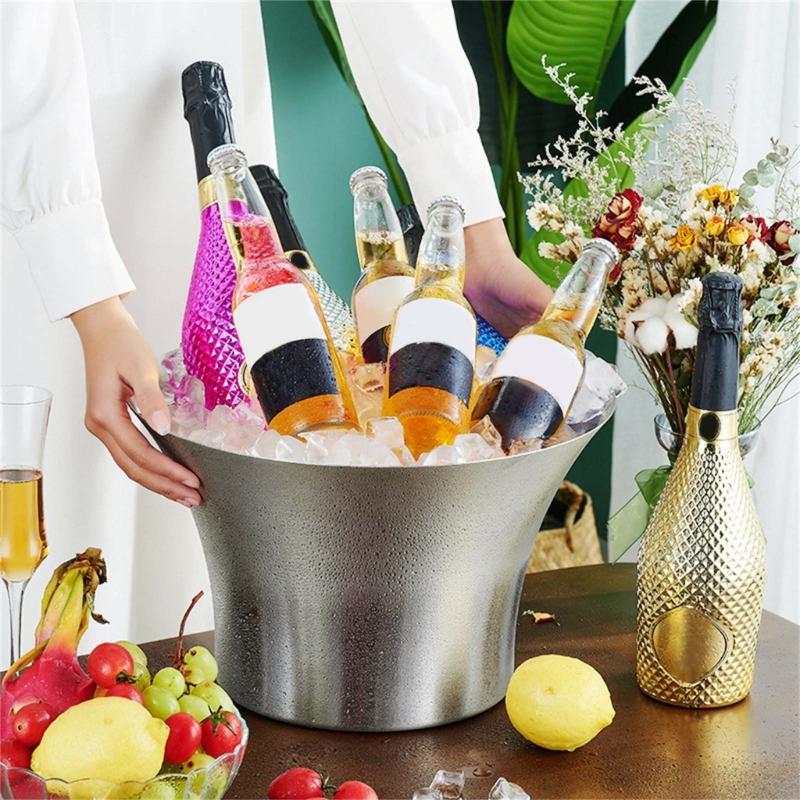 Beverage Ice Bucket Stainsless Steel Champagnes Bucket Beverage Tub Drink Coolers Wine Supplies for Restaurant