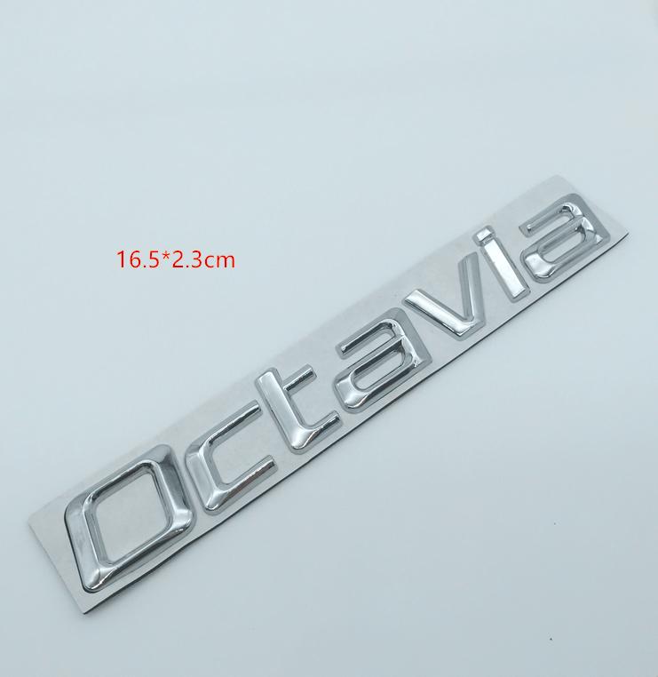 AFQ3  1pcs 3D Metal Octavia High Quality Silver/black Car Letter Emblem Rear Tail Trunk Decals Badge Sticker Decal Styling For Skoda