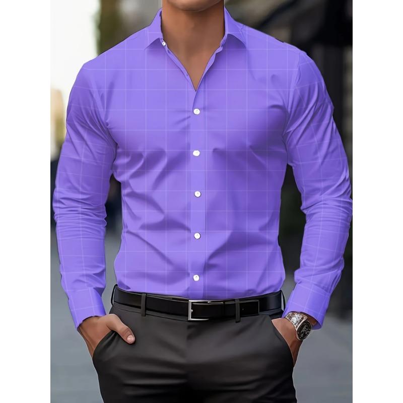 [Breathable Men s Shirt] Breathable Men s Fashion Shirt | Print Turndown Collar | Spring Autumn Casual Long-Sleeved Button S