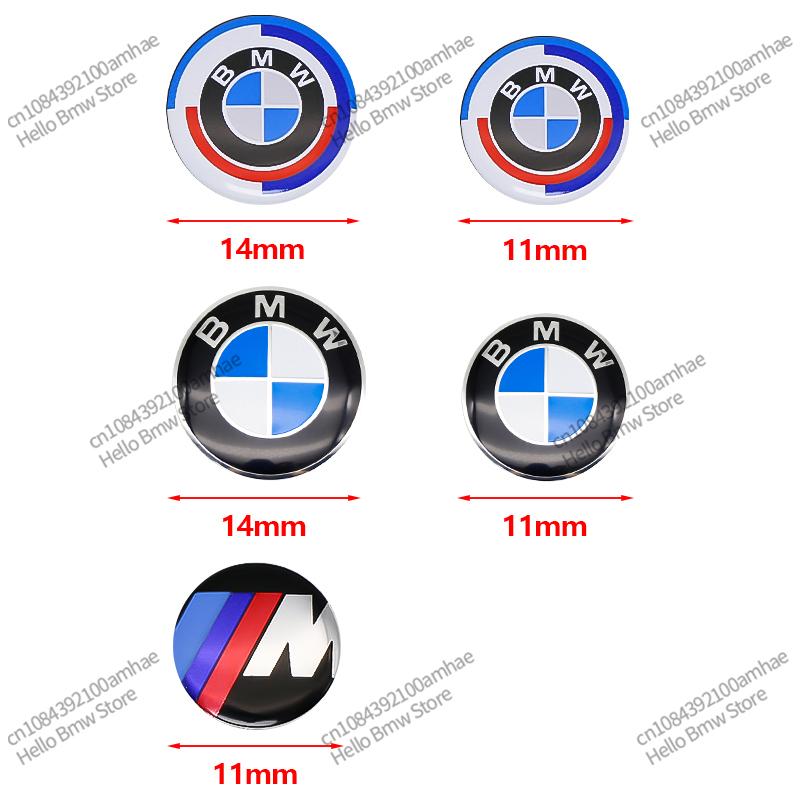11mm 14mm Samolepka s logem emblému na ovladač klíče od auta Náhradní pro BMW E46 E90 F10 F30 G20 X1 X3 X5 M Performance 50. výročí