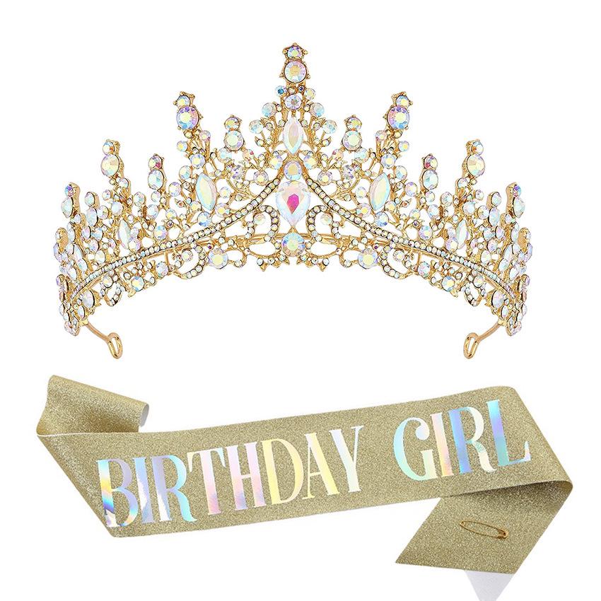 Luxury Crystal Crown & Sash Set for Birthday Girl