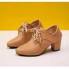 Fashion Ladies High Heels 2024 New Temperament Pumps Lace Up Hollow Breathable Low-top Shoes Round Toe Talon Femme Retro Zapatos Mujer