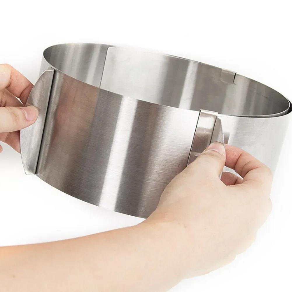 Stainless Steel 3D Round Cake Molds, Adjustable Baking Dishes, 1Pcs Kitchen Dessert Cake Tools