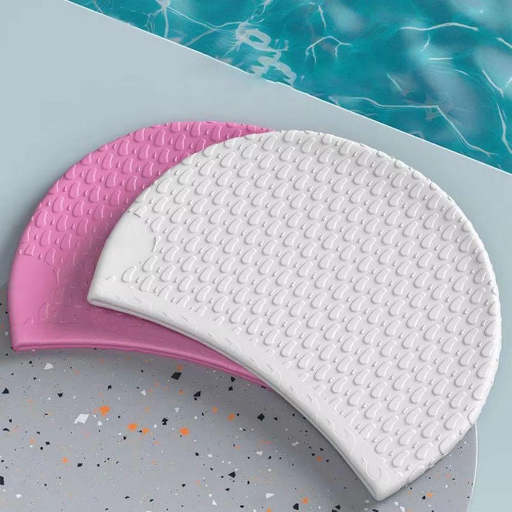 High Elasticity Silicone Swimming Cap Solid Color Swim Head Hood Diving Hat  Swimming Pool