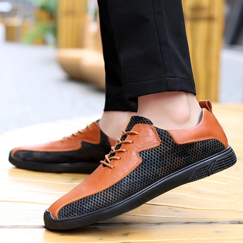 2024 Summer Men's Sandals Genuine Leather Hollowed Out Soft Bottom Breathable Casual Shoes Lightweight Comfy Flat Designer Shoes