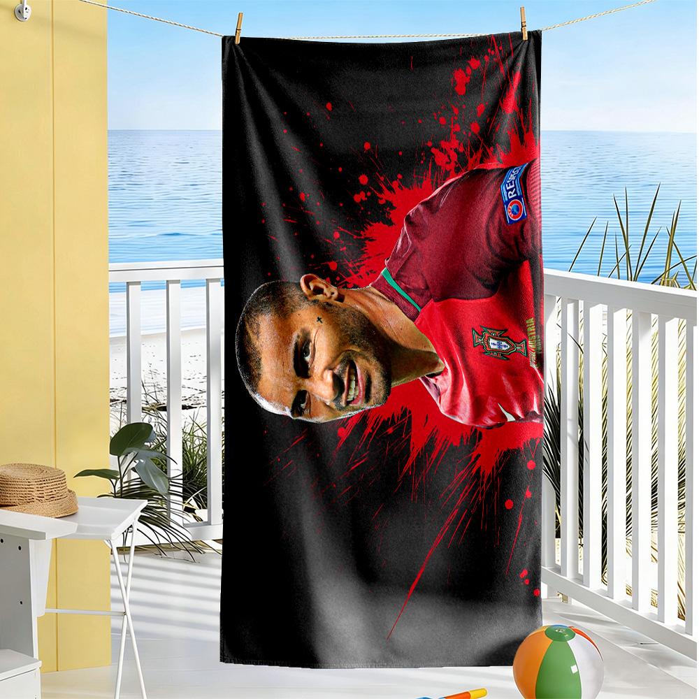 Soccer Player Action Beach Towel Super Soft Microfiber Quickdry Fabric Comfortable Lightweight