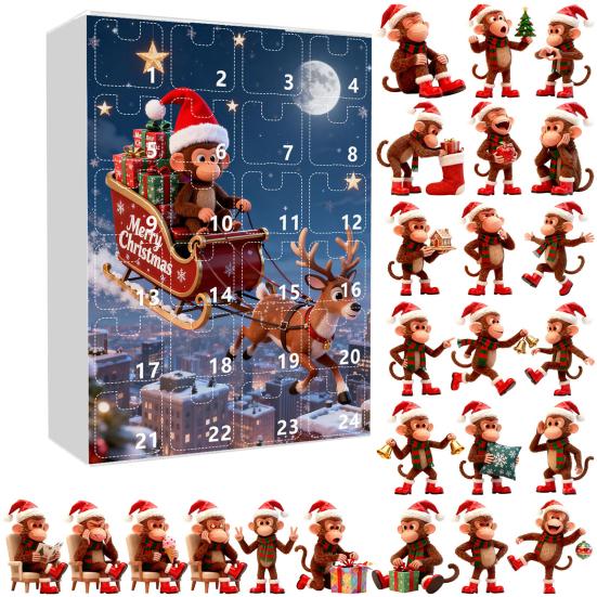 Advent Calendar Resist Monkey Wearing Christmas Hat Design 24-Day Countdown Festive Family Activity Calendar