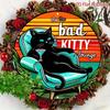 Vintage Black Cat Cartoon Metal Wall Sign 8x8 Inch Retro Home Decor